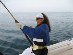 Fighting Striped Bass on Cape Cod Fishing Charter