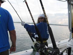 Fighting Striped Bass on Reel Deal